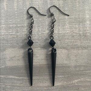 Black Dangle Spike Earrings